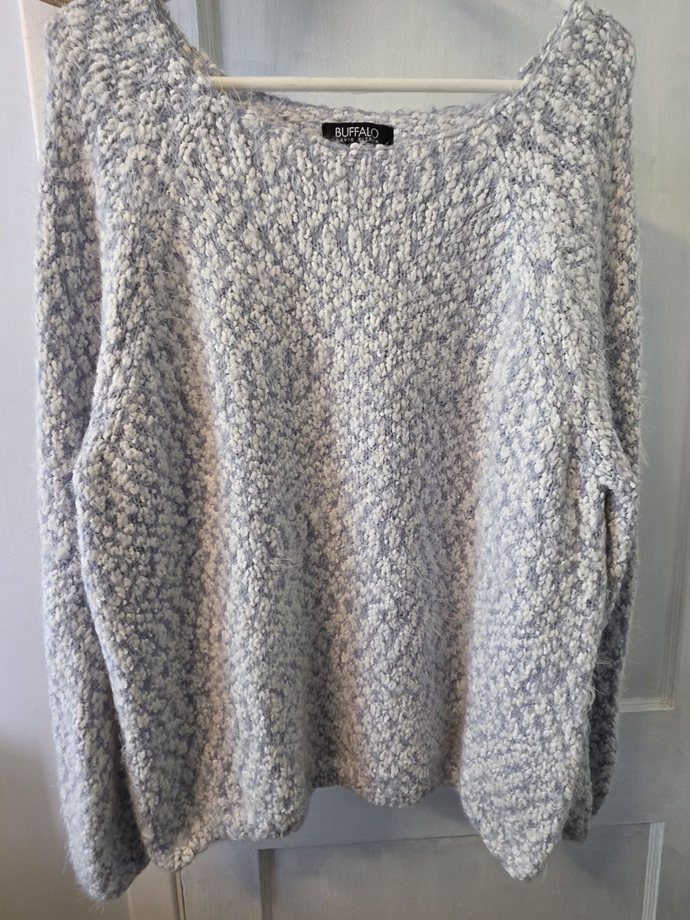 Buffalo David Bitton Soft Light Blue Bouclé Scoop Neck Sweater